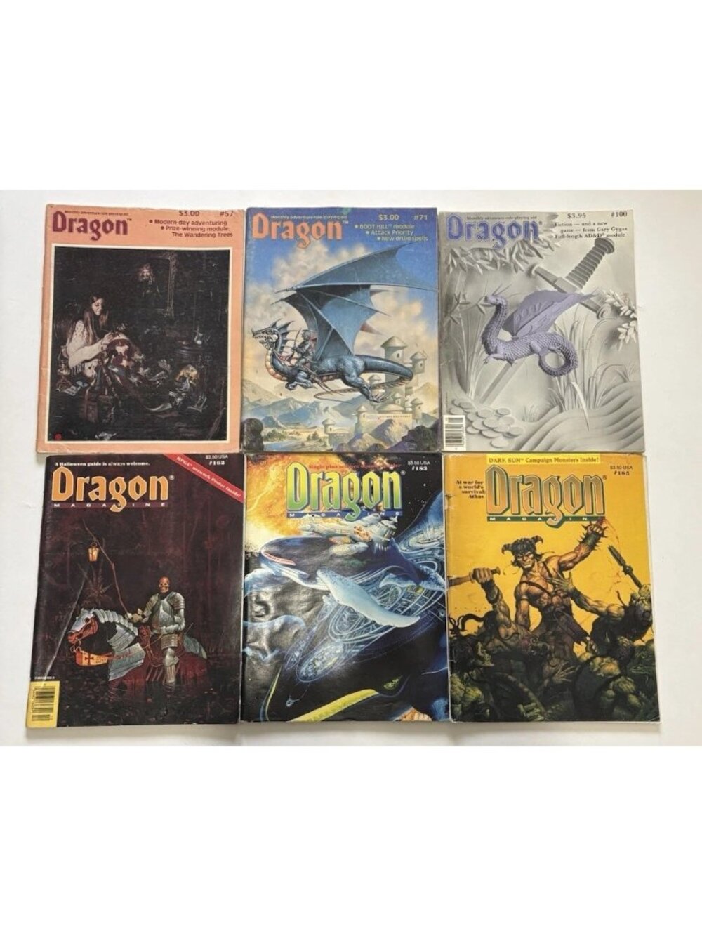 -Dragon Magazines Lot Of 6 Adventure Rol Playing Aid Dungeons & Dragons
